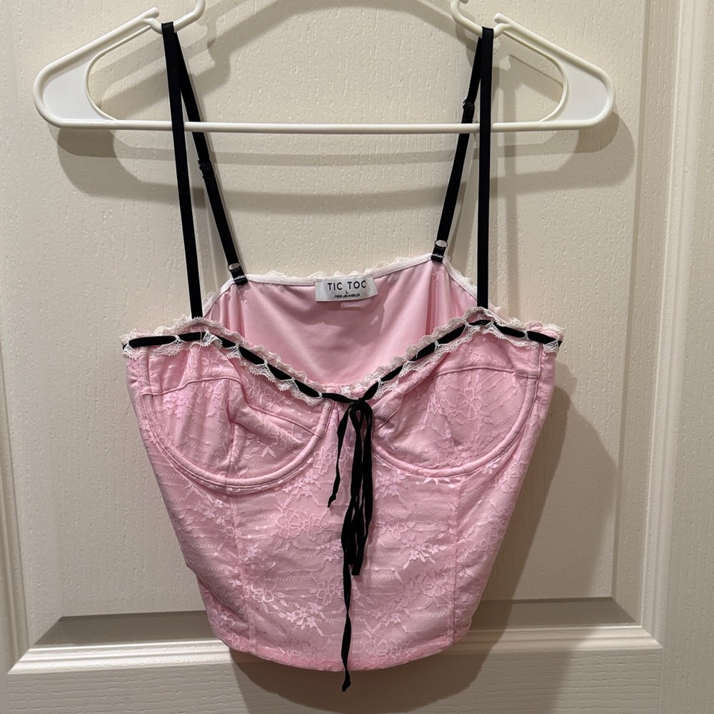Tic Toc Pink Lace Bustier Top